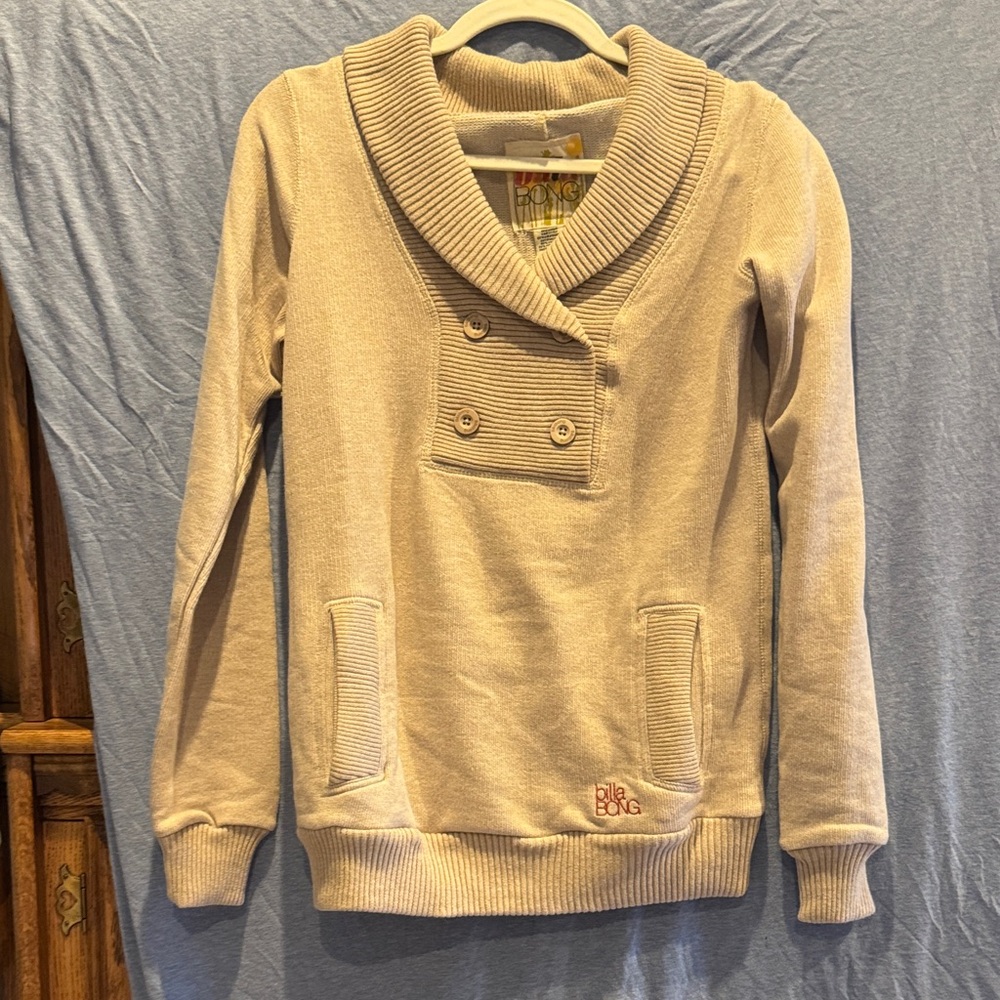 BillaBong Tan Double-Breasted Sweater